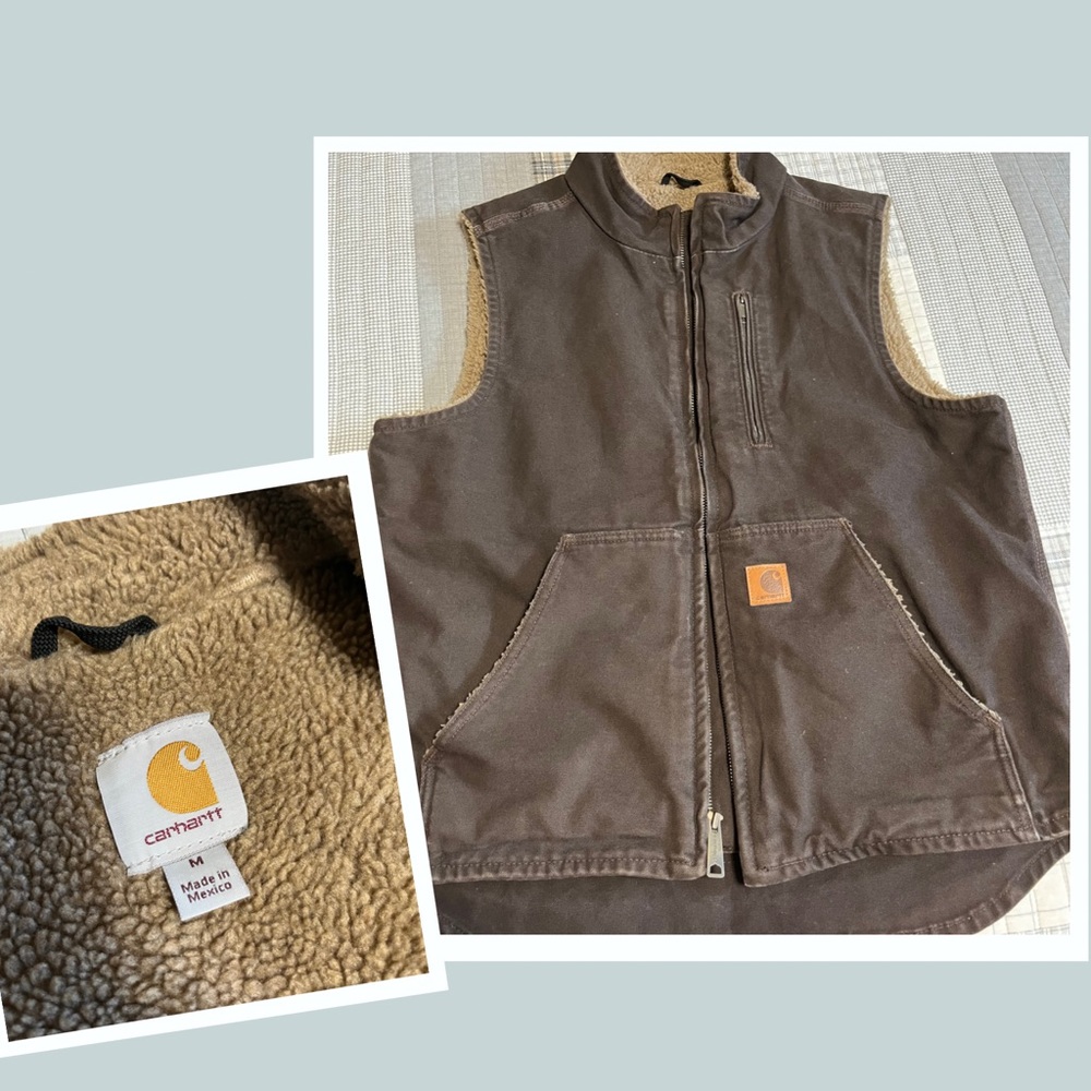 Men’s Sherpa Lined Carhartt Vest Brown Medium